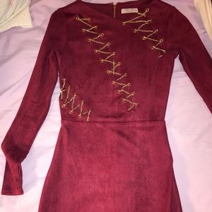 Burgundy Chained front dress